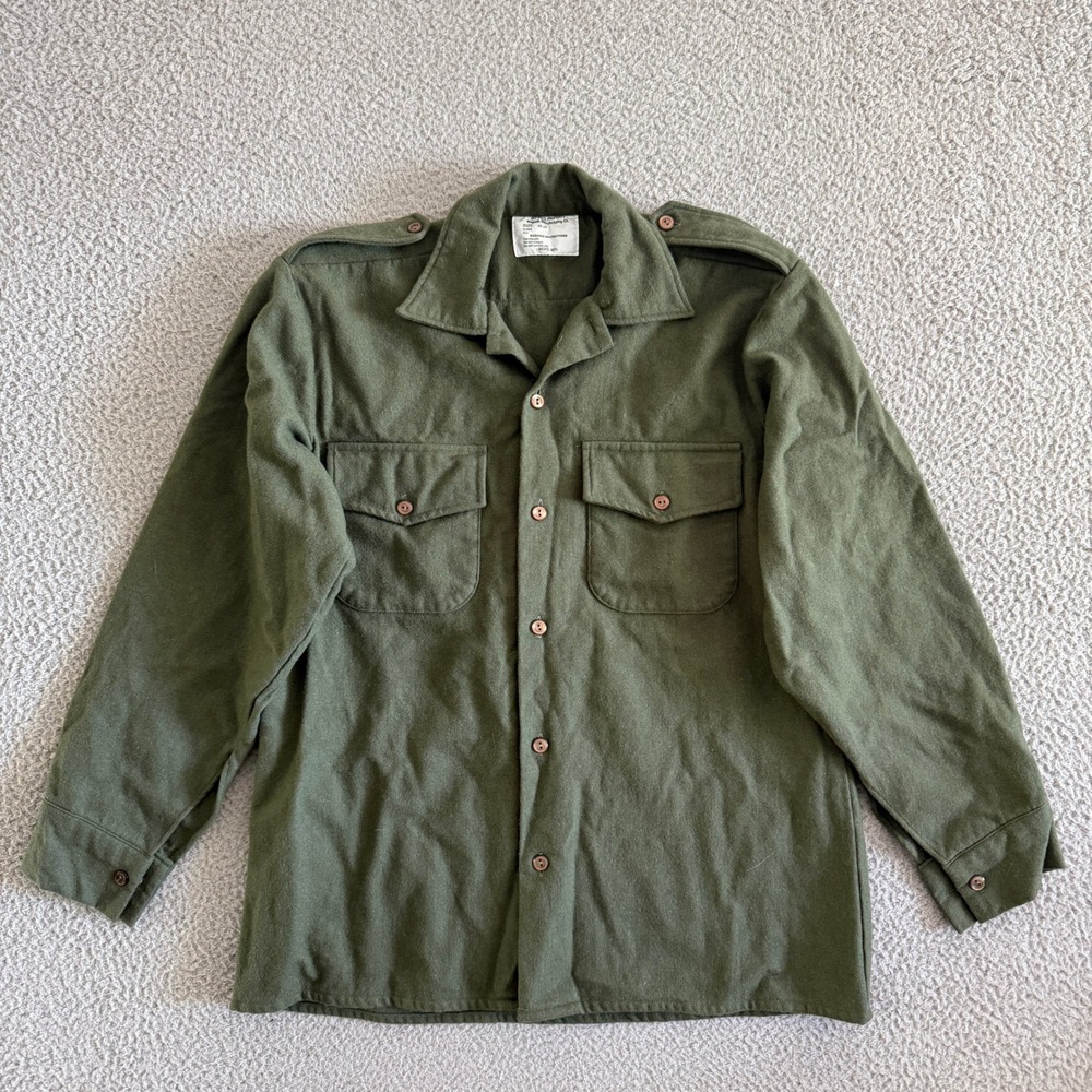 Military Field Shirt Mens XL Green Wool New Zealand Defense Property Magrath